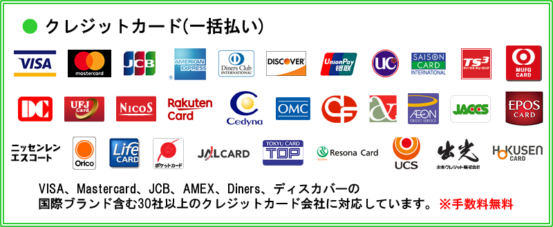 クレジットカード で支払う場合の決済できる会社