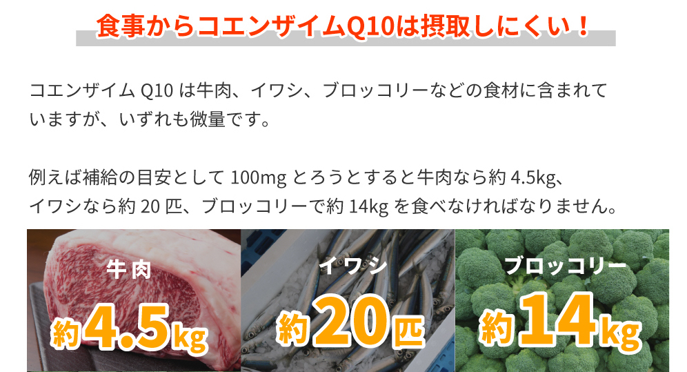 コエンザイムQ10食事からの摂取量目安
